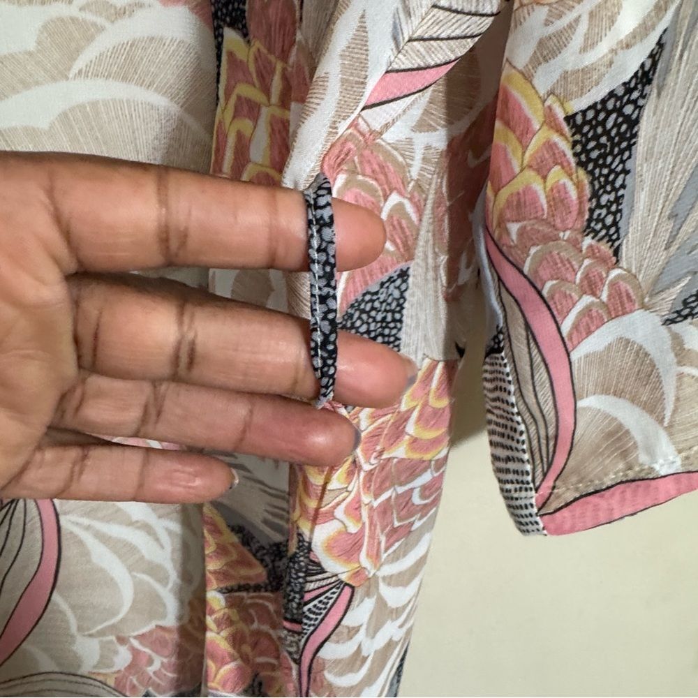 Anthropologie Sheer Open Midi Floral Kimono Duster size OS Boho Travel Beach - Picture 8 of 11